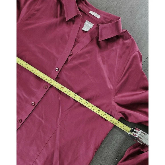 Chicos Womens Size 2 US L No Iron Button Up Shirt Blouse Camisole Set Rasberry - Picture 4 of 9